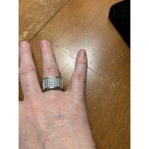 Sterling Silver 925 Pave Cubic Zirconia Wide Band Ring- possibly Silpada